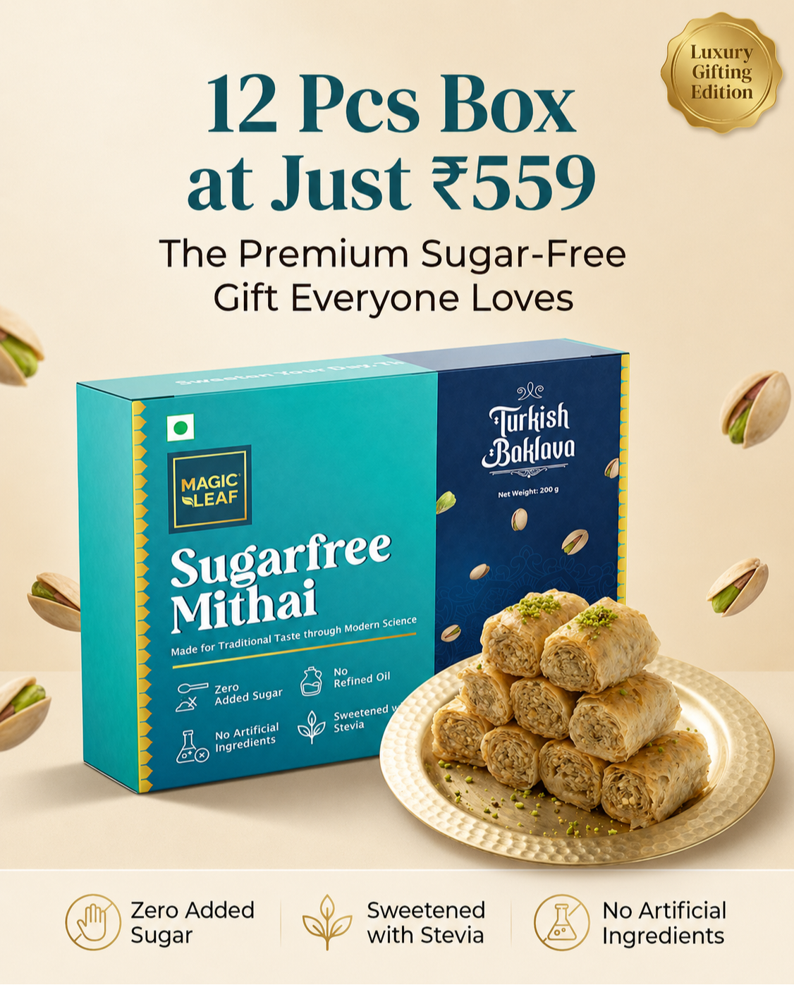 Magicleaf Facebook ad: 100% Sugar-Free