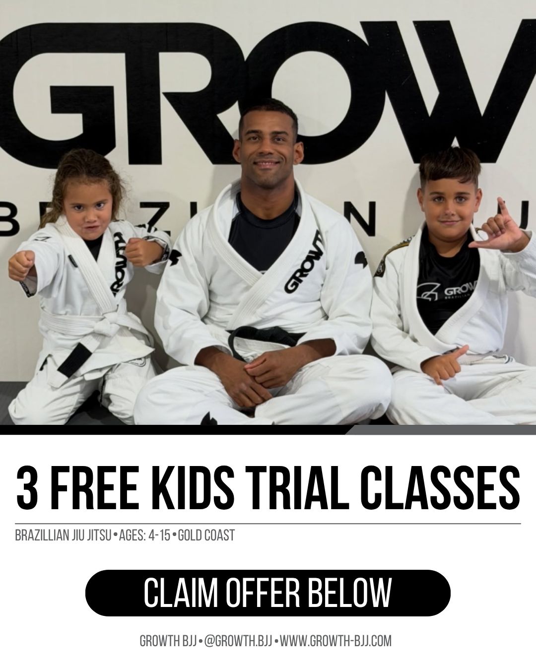 Growth BJJ Facebook ad: Claim Your 3 FREE Trials