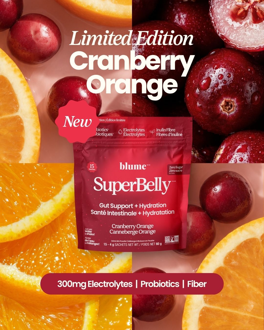 Blume Facebook ad: NEW Cranberry Orange is Here