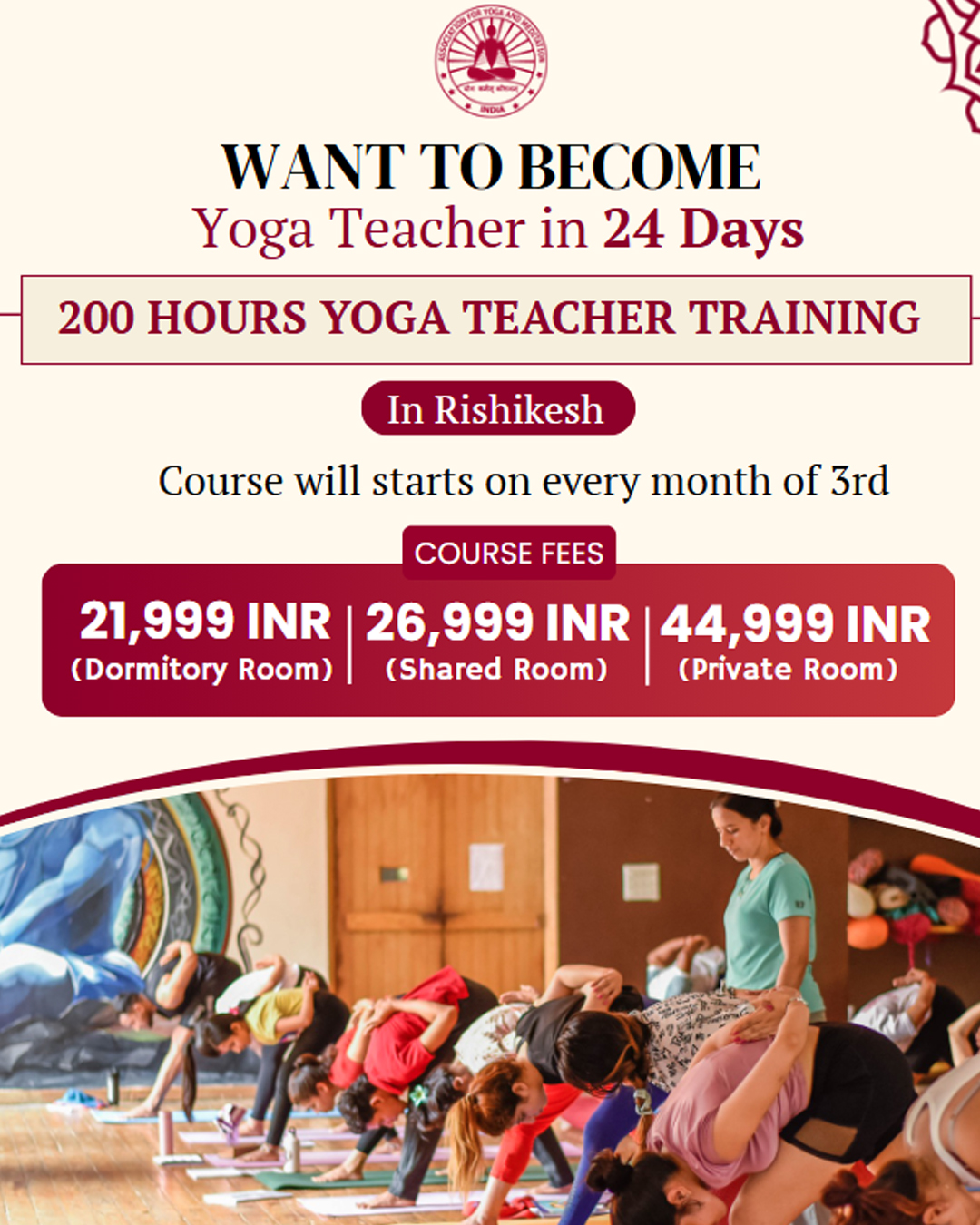 AYM Yoga Teachers Training School Rishikesh Facebook ad