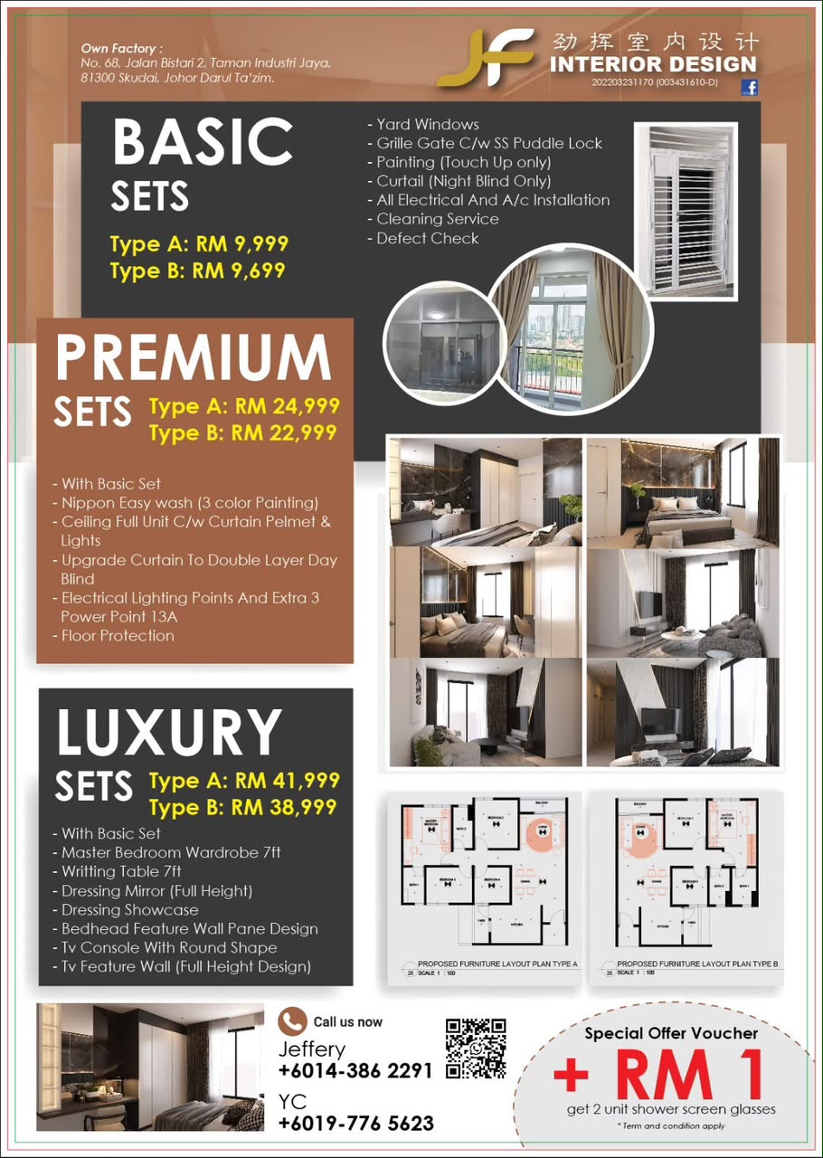 JF Interior Design 劲挥室内设计 Facebook ad: 公寓装修 RM9,999 起!
