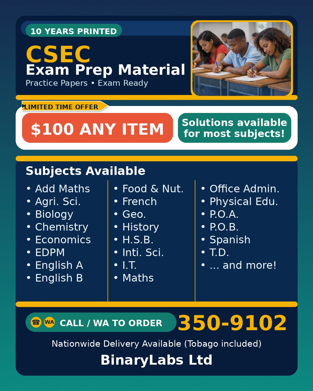 binarylabs.tech Facebook ad: 10 Years Exam Prep Material