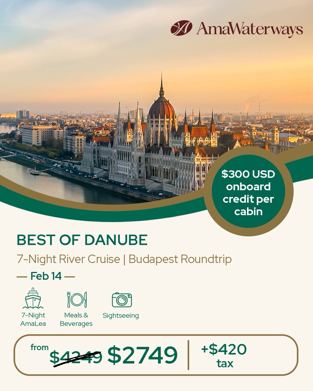 Travel Best Bets Facebook ad: 4 AmaWaterways river cruise deals!