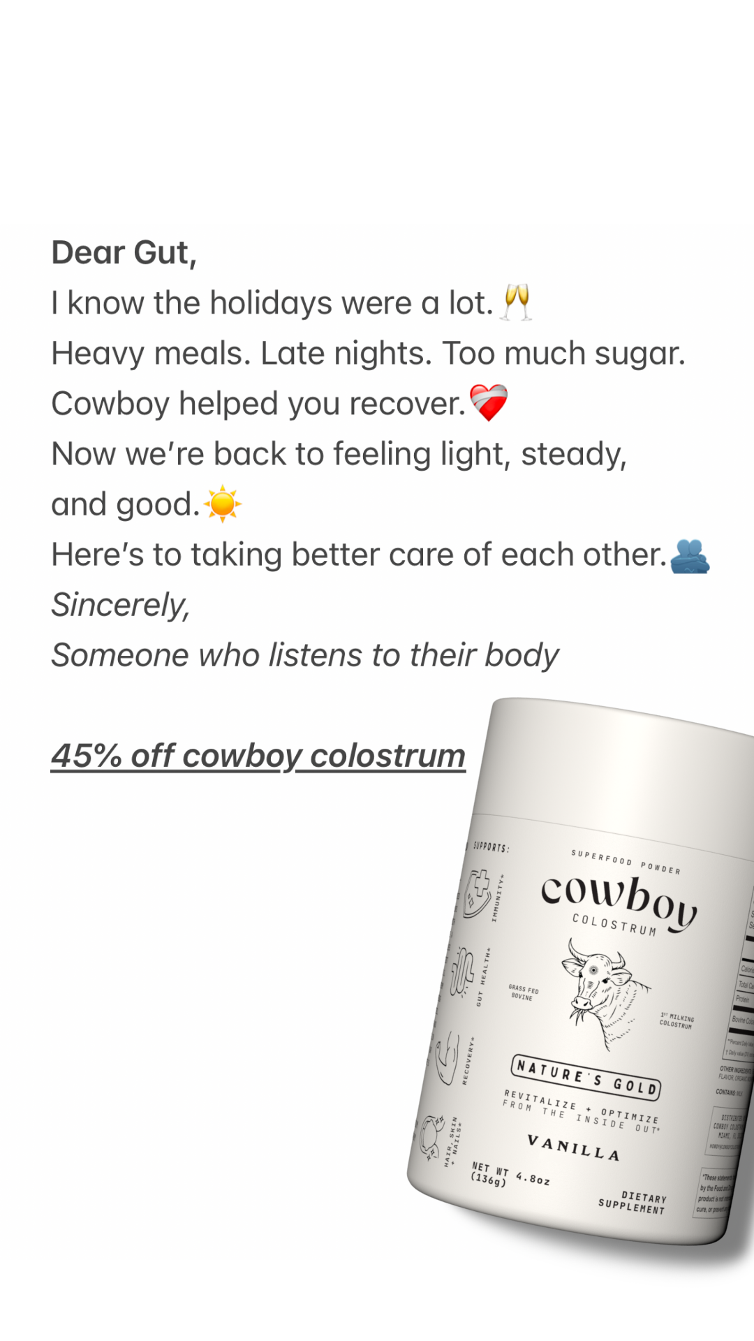 Cowboy Colostrum Facebook ad