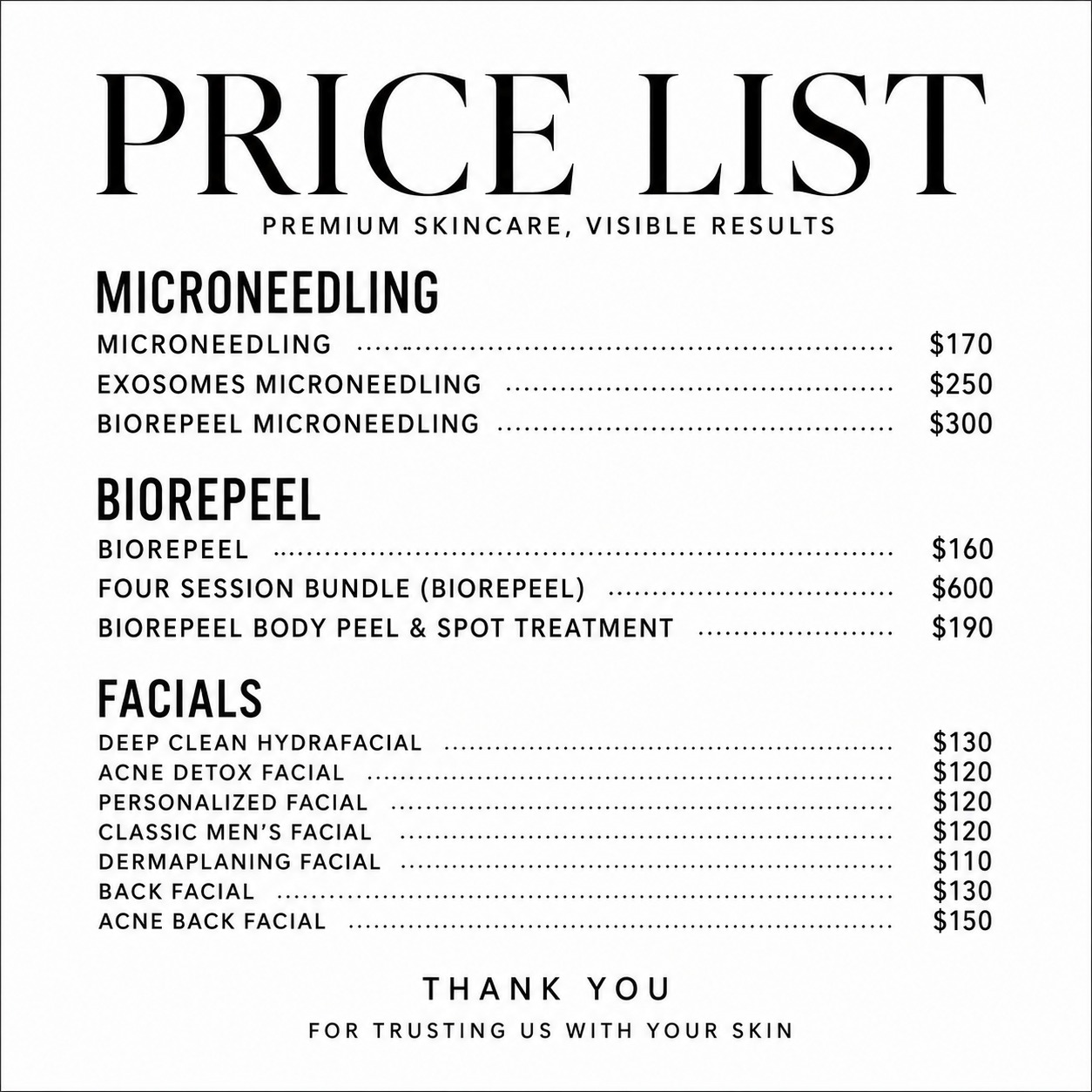 The Allure Lab Facebook ad: Clear, glowing skin starts with the right treatments.
