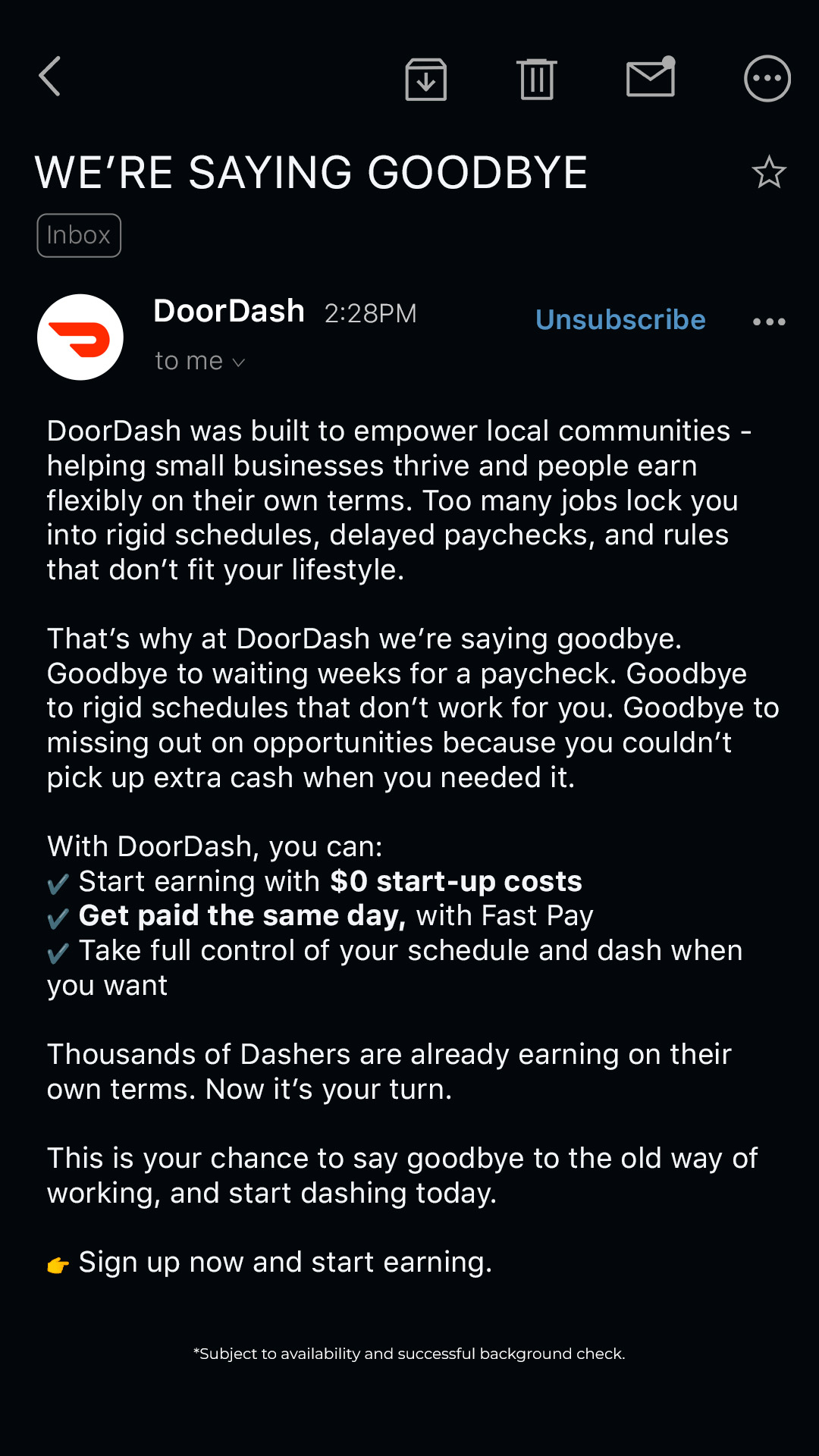 DoorDash Facebook ad