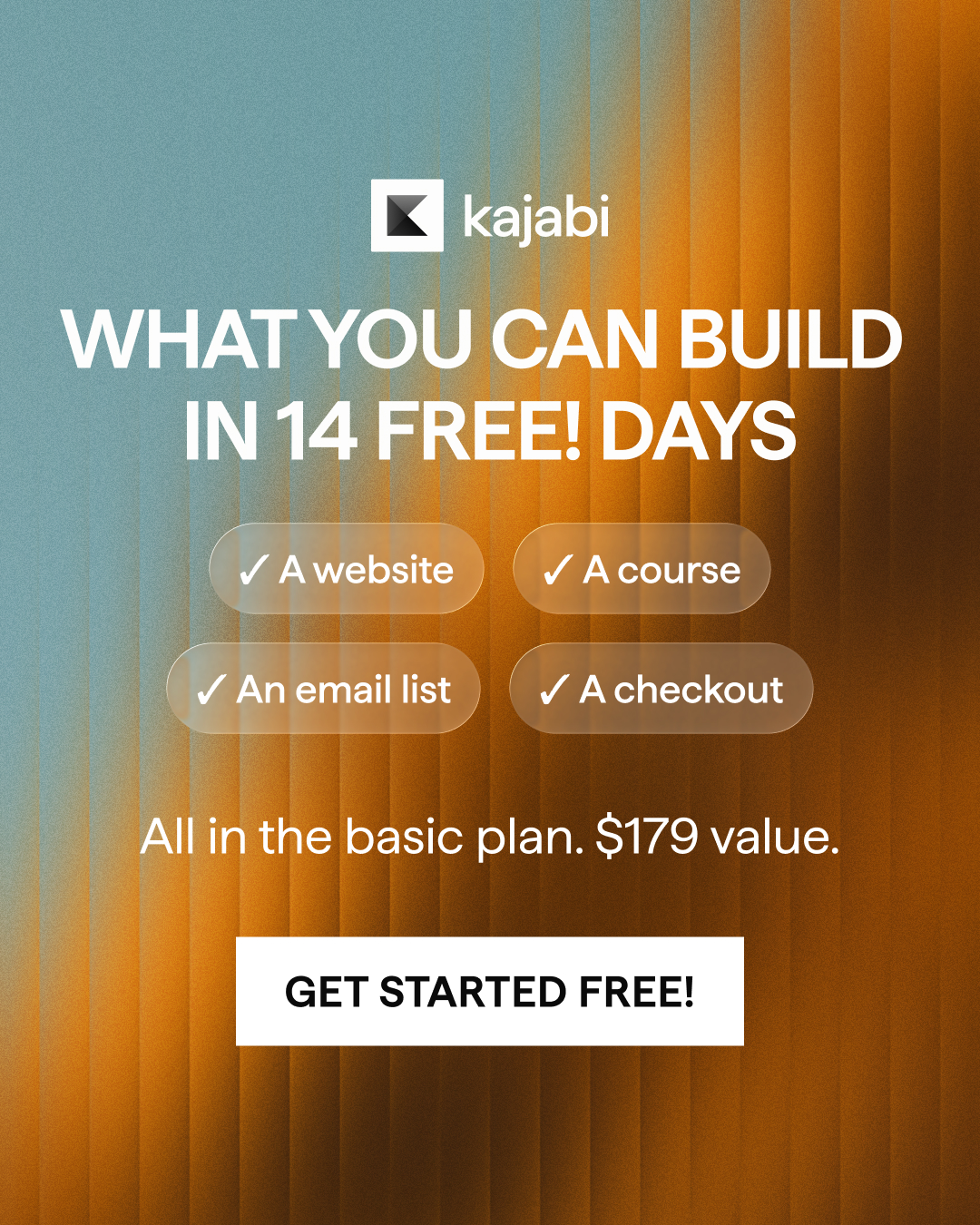 Kajabi Facebook ad: Get Started For Free