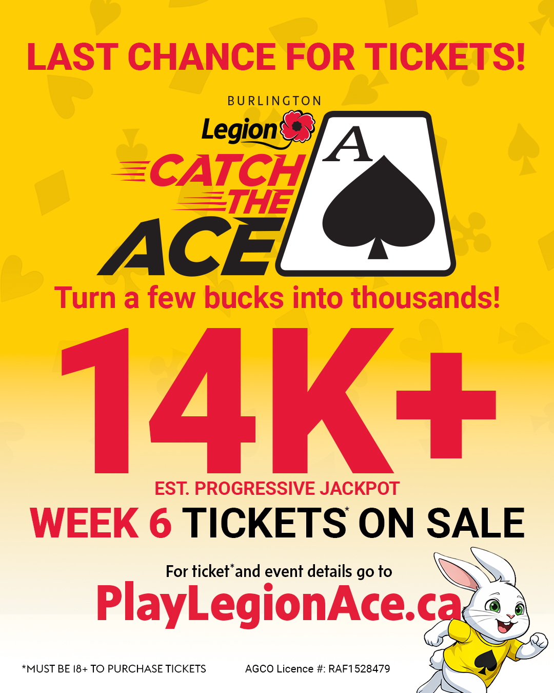 Legion Burlington Branch 60 Facebook ad: +$14K IS WAITING. WILL YOU FIND THE ACE SUNDAY?