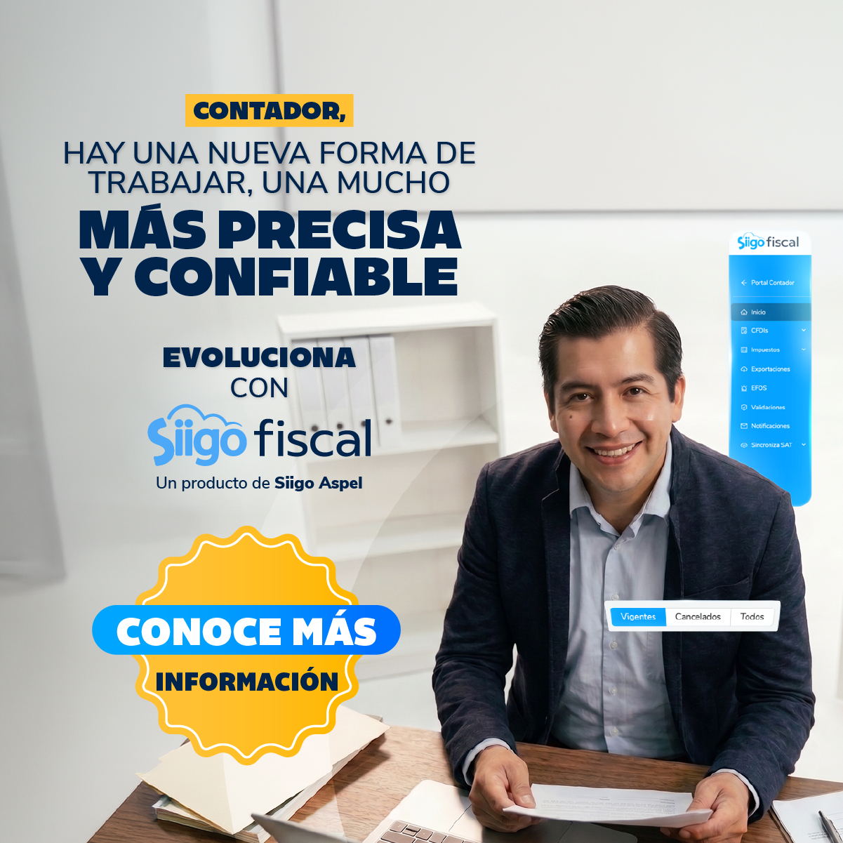 Siigo Aspel Facebook ad: Contador, impulsa tu profesión con Siigo Fiscal
