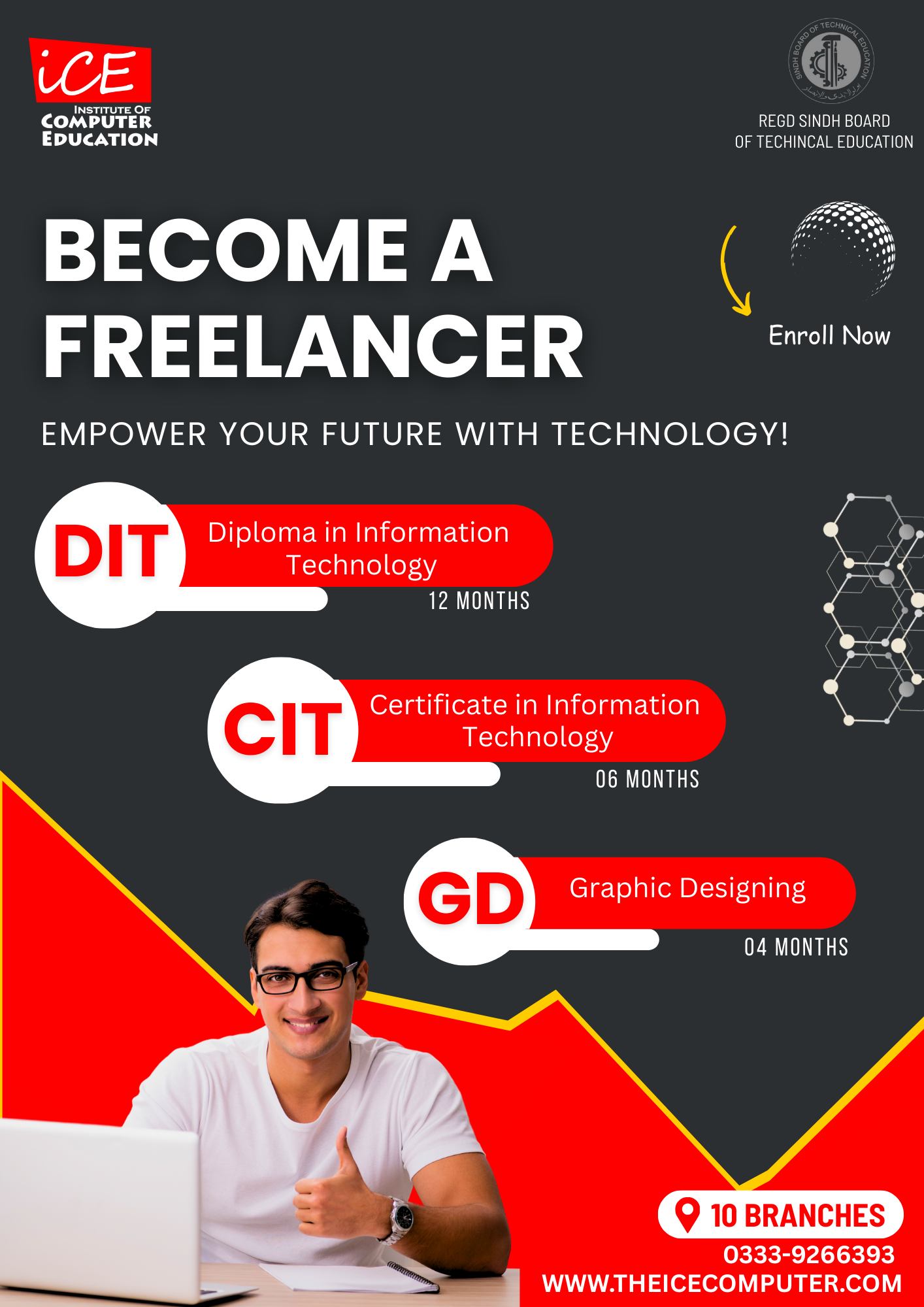 Institute of Computer Education Facebook ad: Become a Freelancer | Get 10% Discount