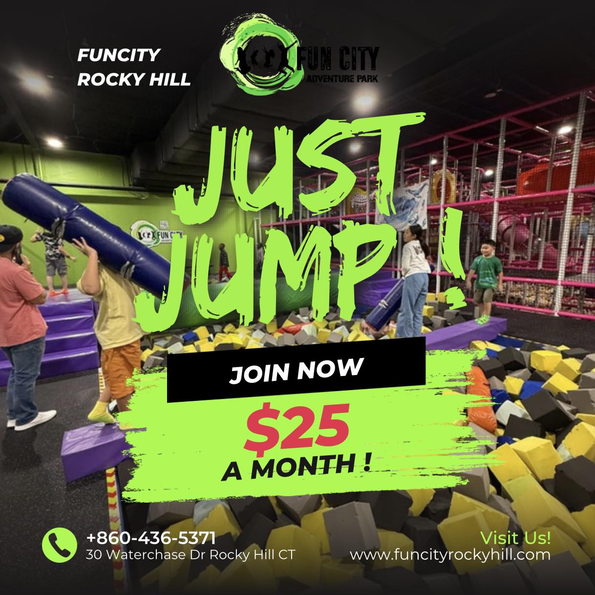 Funcity Adventure Park Rocky Hill Facebook ad: Big news, Rocky Hill families!