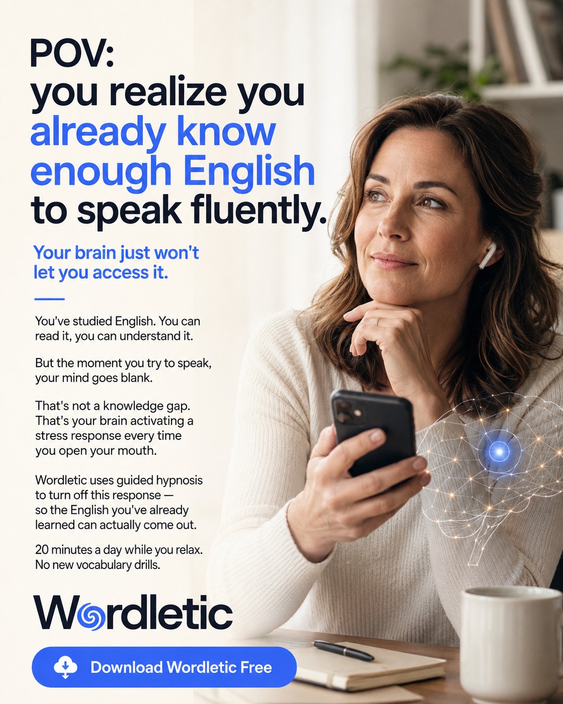 Wordletic Facebook ad: Build real English skills with Wordletic.