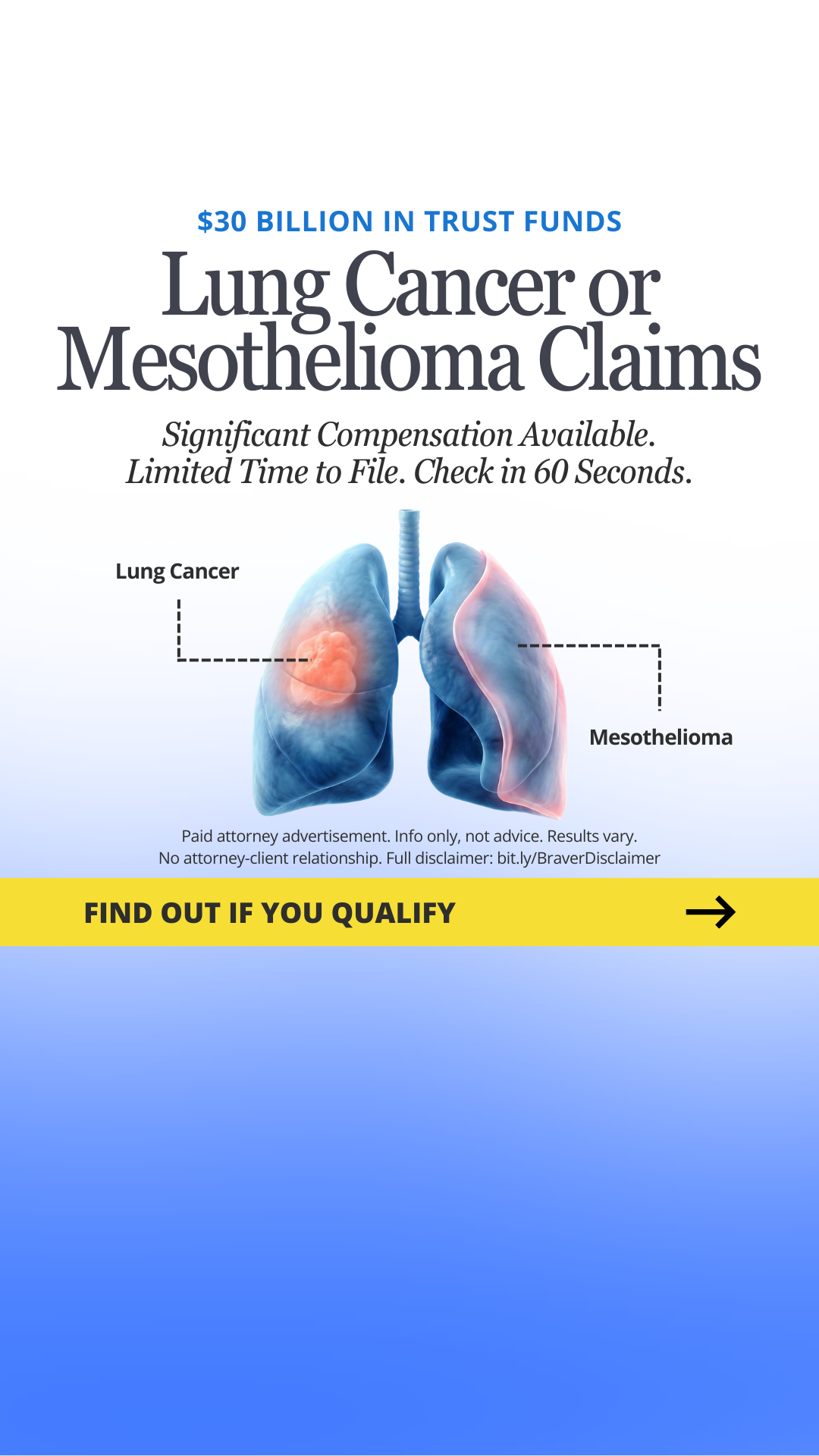 Lung Cancer or Mesothelioma Compensation Facebook ad