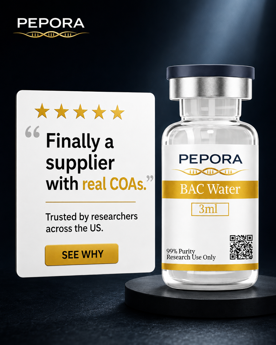 Pepora Bio Facebook ad: Trustpilot Rated 4.3 out of 5