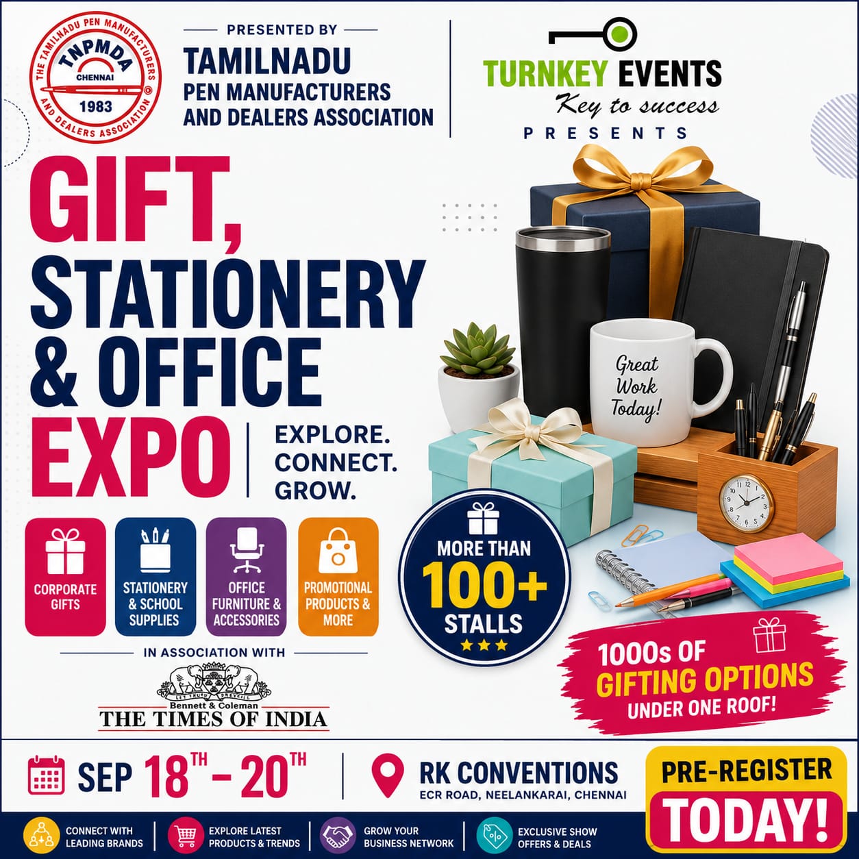 Turnkey Events Facebook ad: Pre-Register for Gift, Stationery & Office Expo 2026