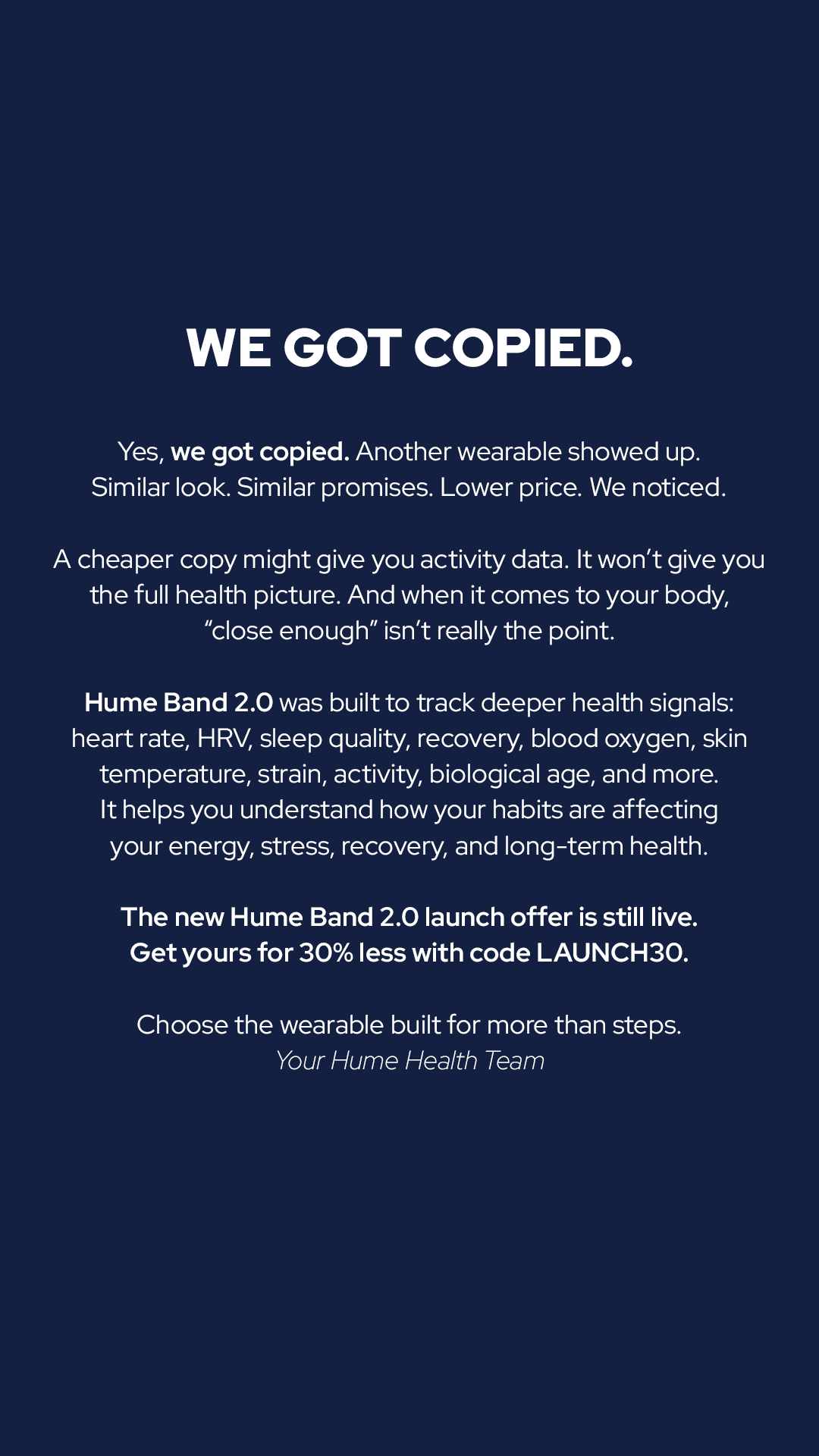 Hume Health Facebook ad