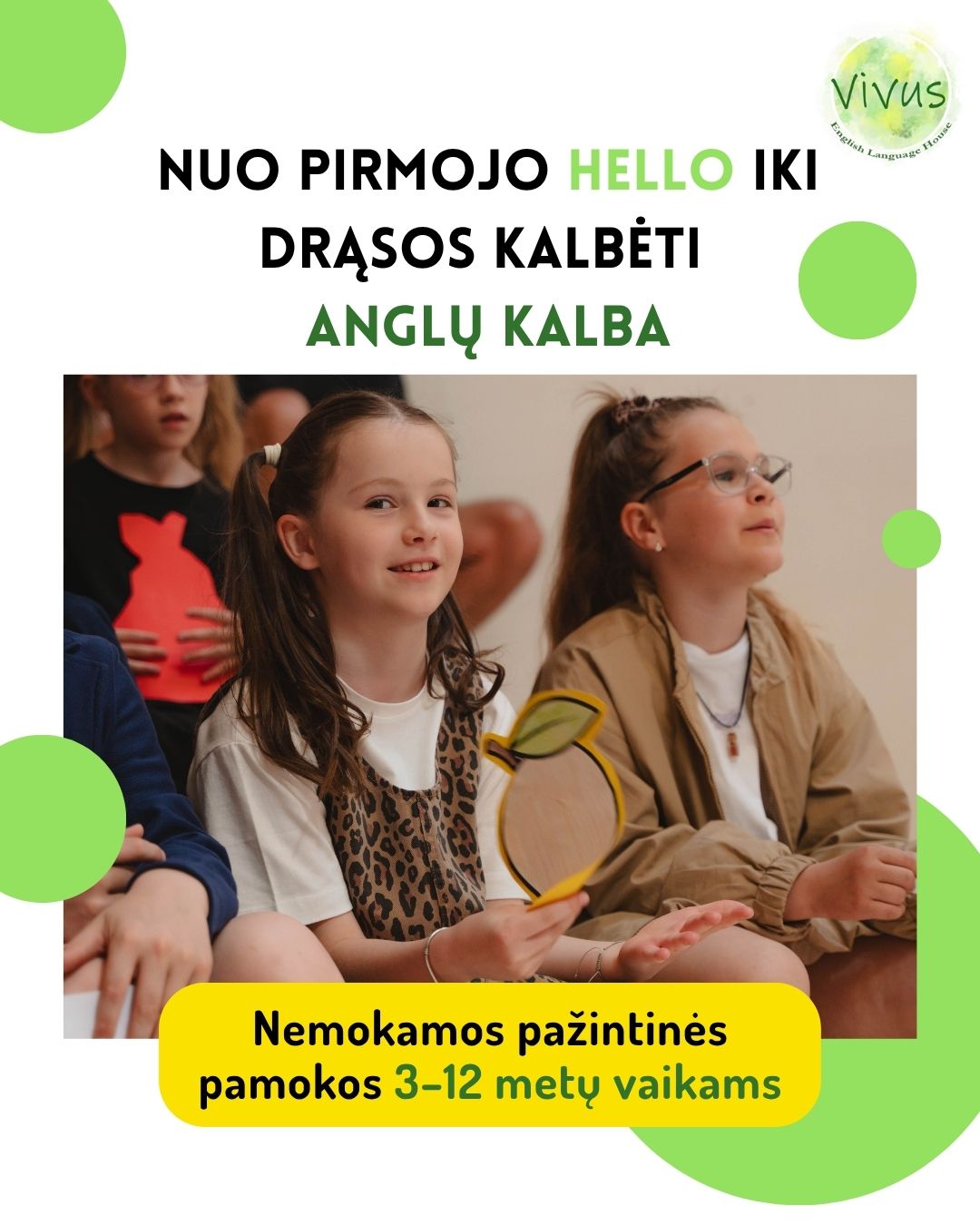 Vivus English Language House Facebook ad: Nemokama pažintinė pamoka_ registracija