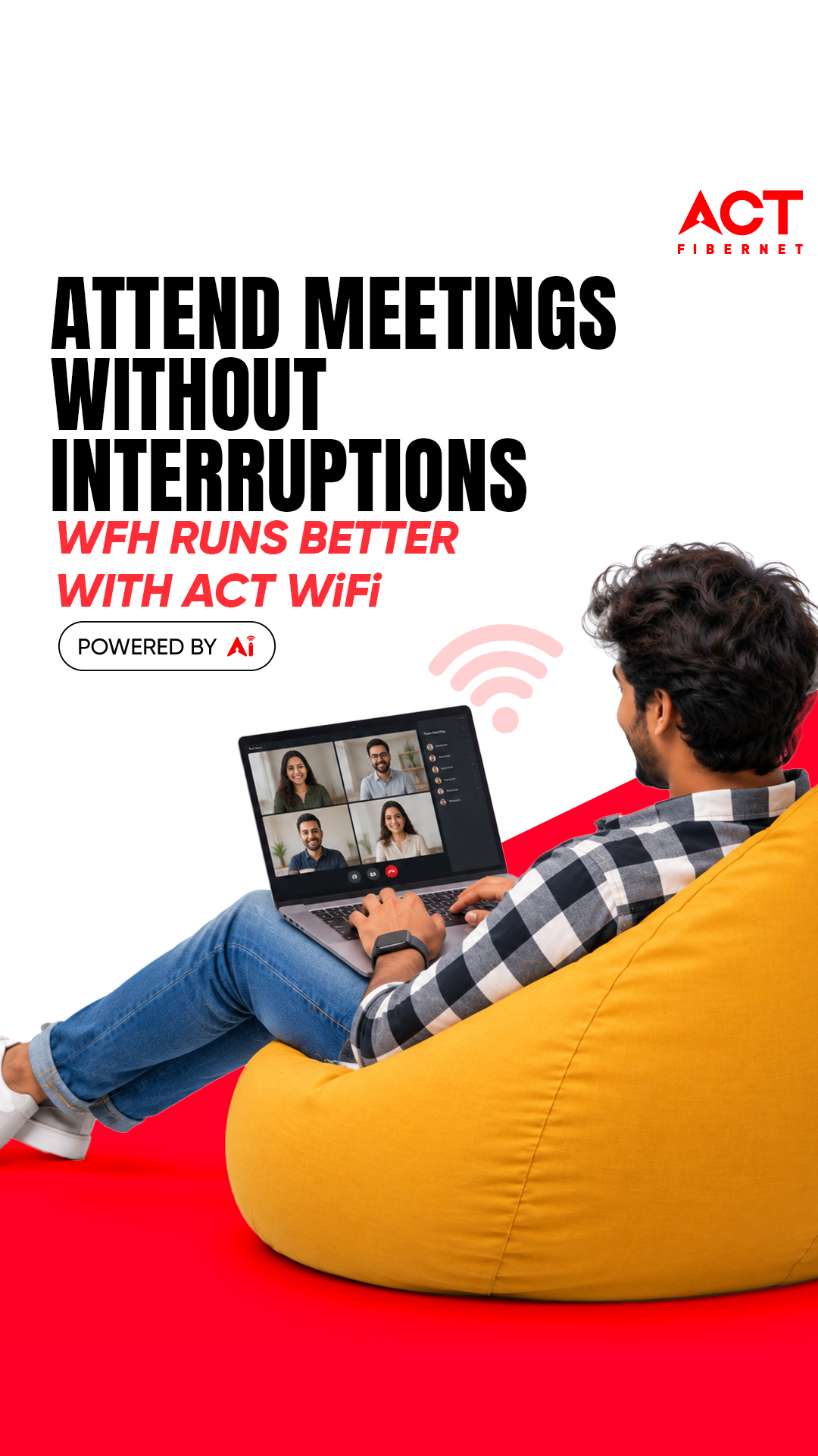 ACT Fibernet Facebook ad: When work needs to keep moving, your WiFi…