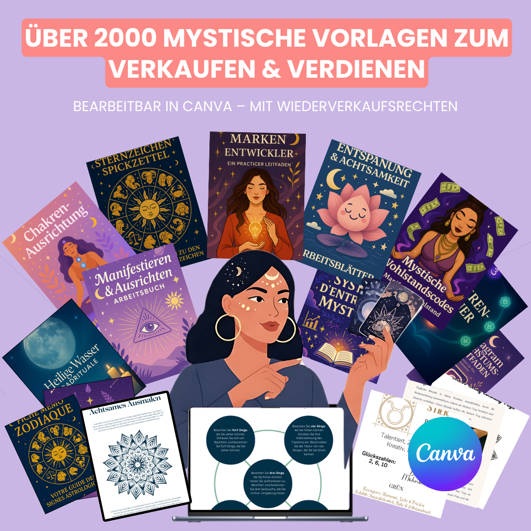 Mystic Downloads Facebook ad: 2.000 spirituelle Vorlagen. Fertig für dich.