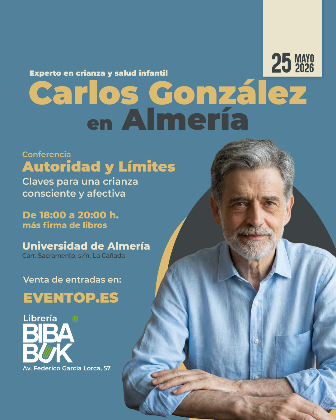 Eventop Facebook ad: Carlos González en Almería, con la conferencia Autoridad…