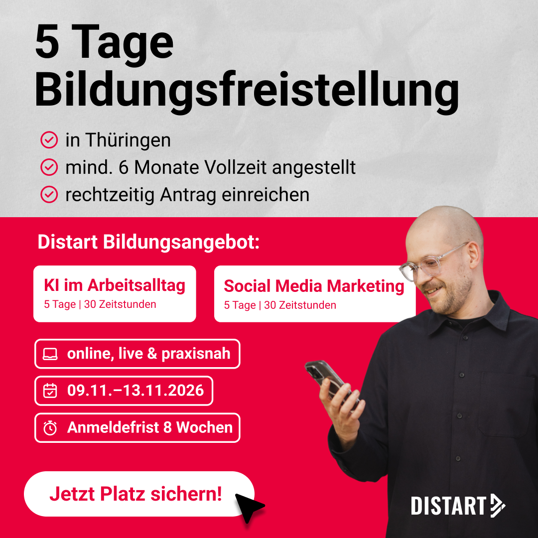 Distart Facebook ad: Bildungsfreistellung in Thüringen