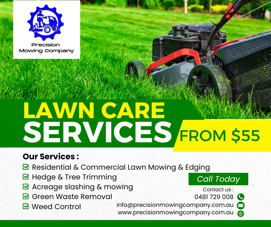 Precision Mowing Company Facebook ad: Lawn Looking Overgrown?