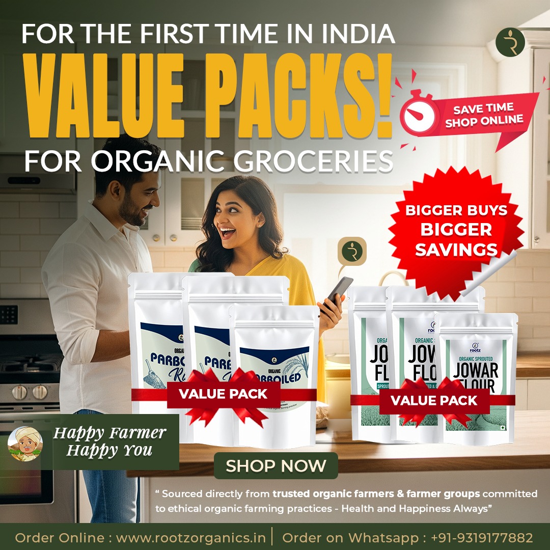 Rootz Organics India Facebook ad: Value Pack Deals at Rootz Organics!