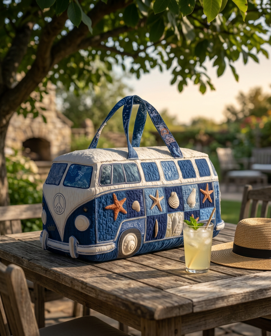 Printerval - Personalisierte Geschenke Facebook ad: Hippie Van Gesteppter Seesack, Retro Peace Bus, Waldblumen…