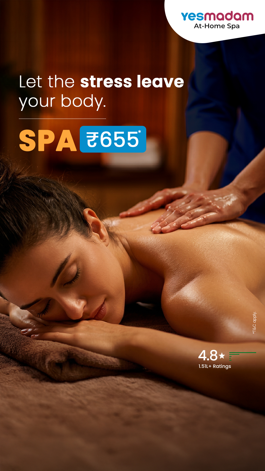 Yes Madam - Salon Services Facebook ad: Treat Yourself to Luxurious Spa starting at ₹655 at Home