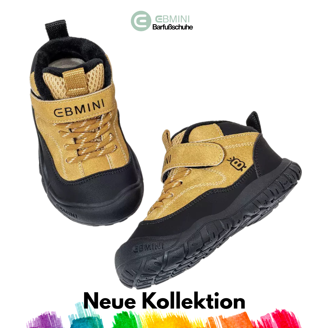 Ebmini - Kids Facebook ad: EBMINI Barfußchuhe, die Kindern Freiheit schenken.