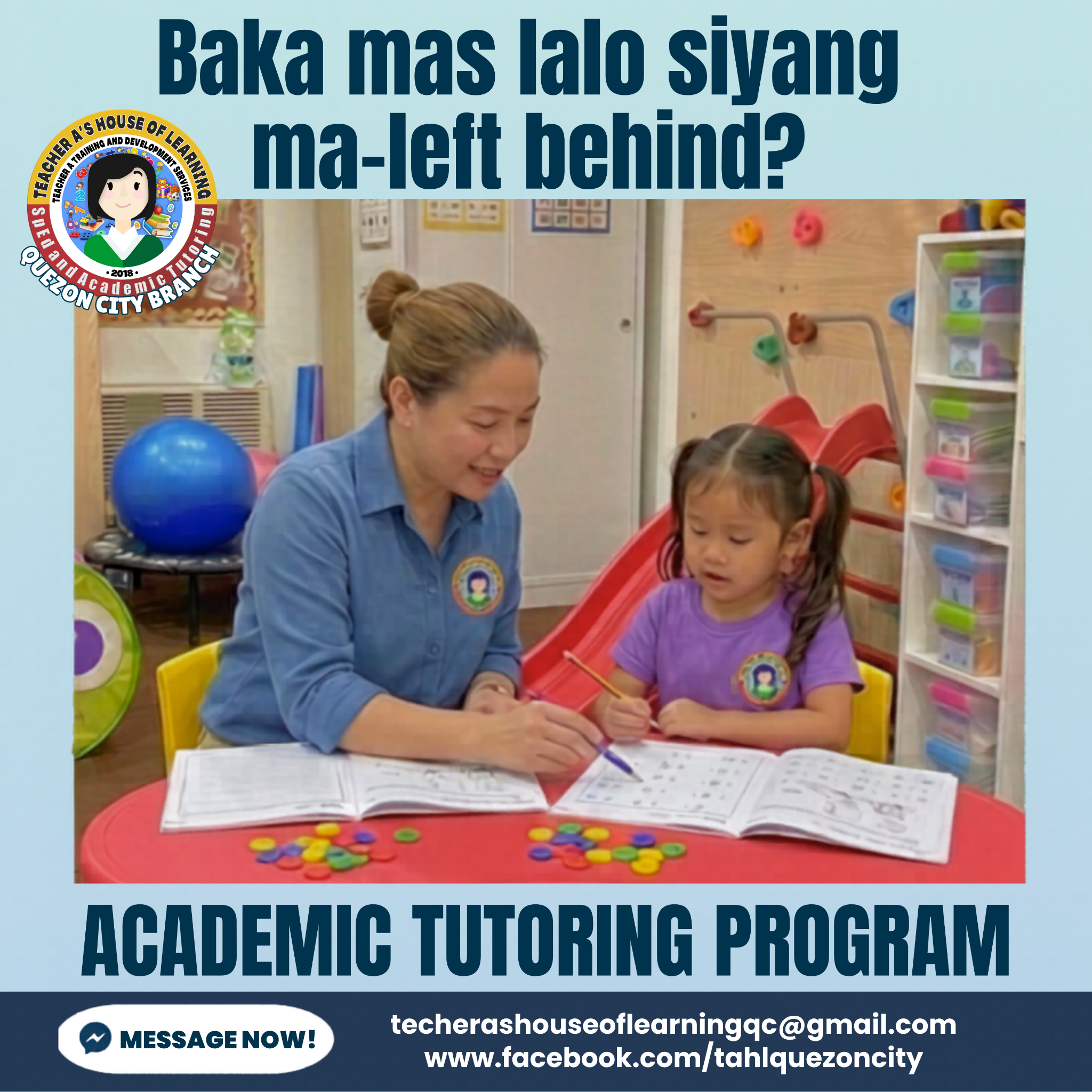Teacher A's House of Learning-Quezon City Facebook ad: Academic Tutoring Program