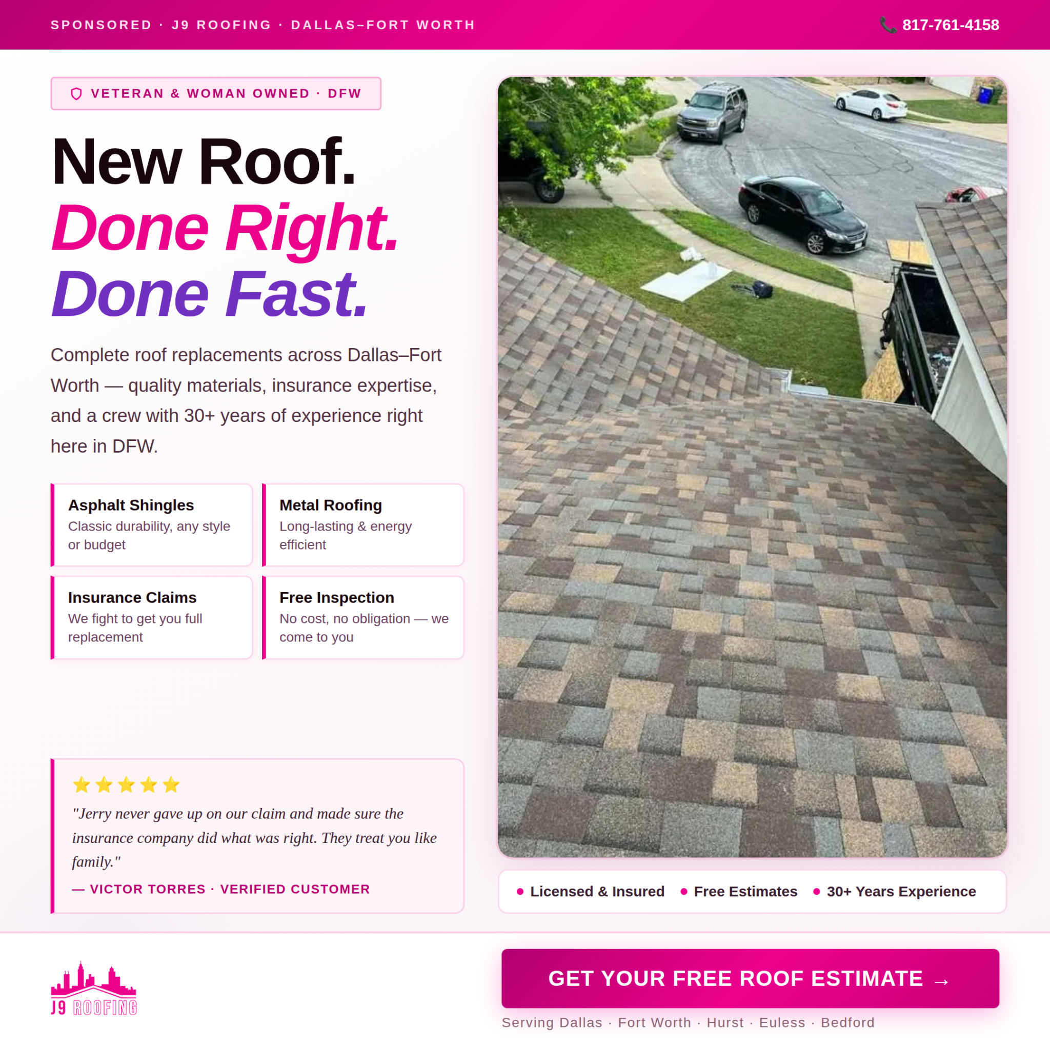 J9 Roofing Ads Facebook ad