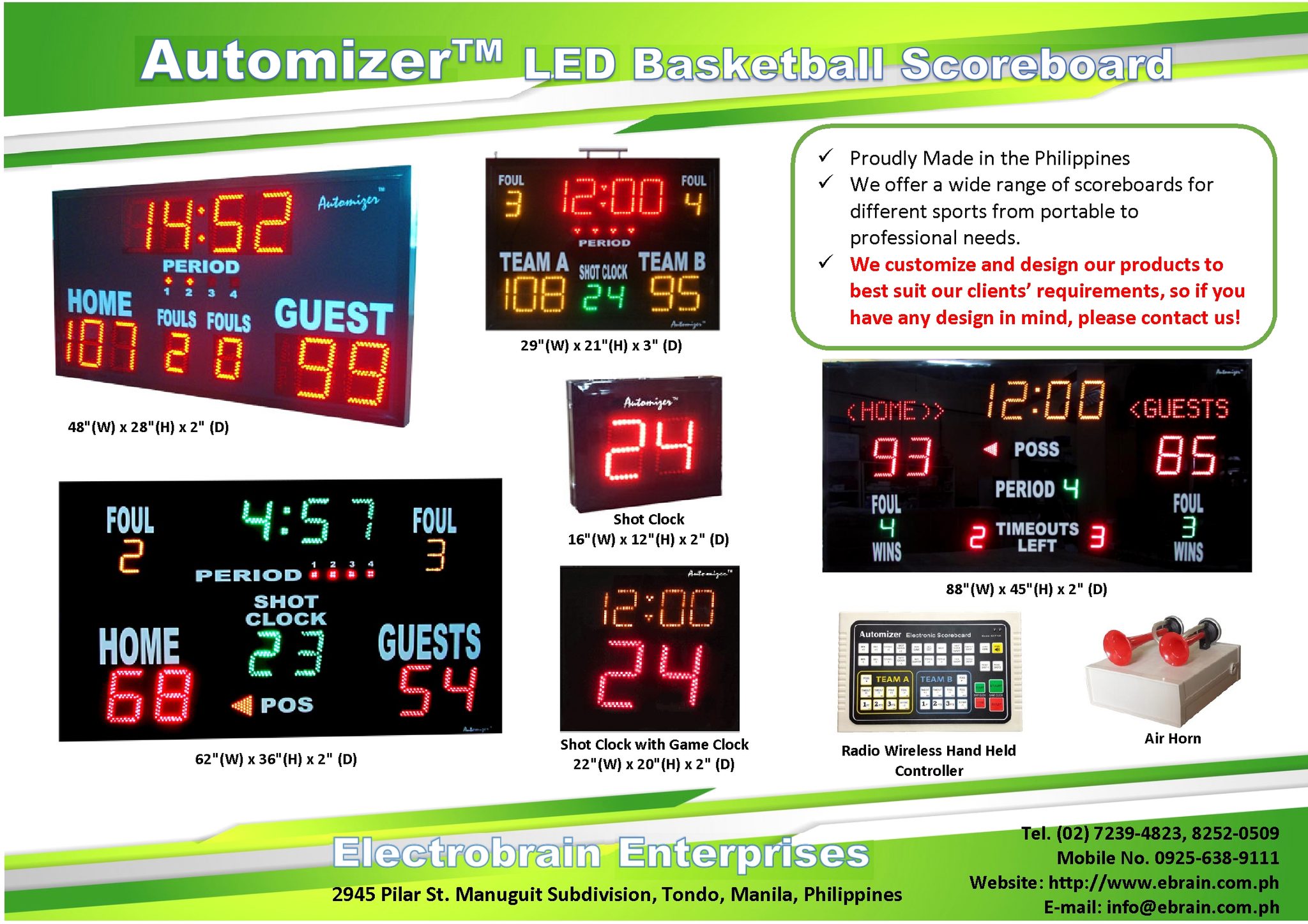 Electrobrain Enterprises - Automizer Facebook ad: Looking for a reliable scoreboard for your gymnasium…