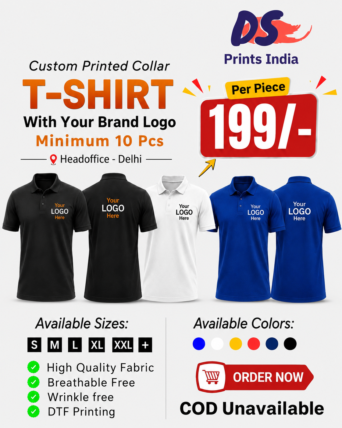 DS Prints India Facebook ad: Custom Printed T-Shirts Starting ₹199/-