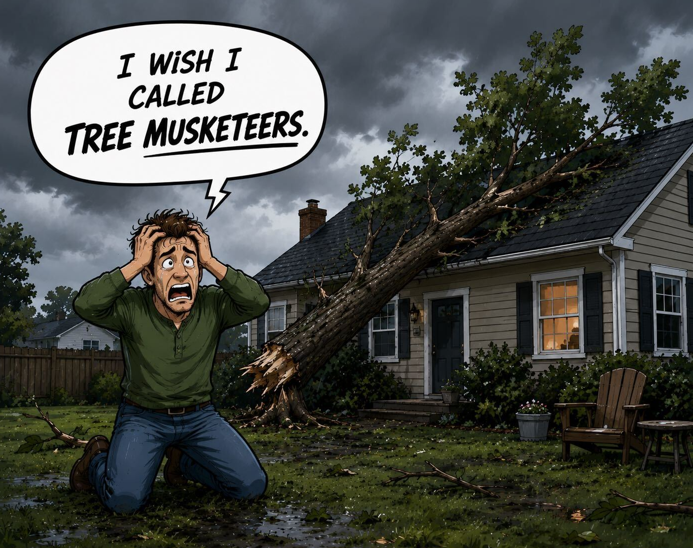 Tree Musketeers Facebook ad: Remove 1 Tree, Get 1 FREE