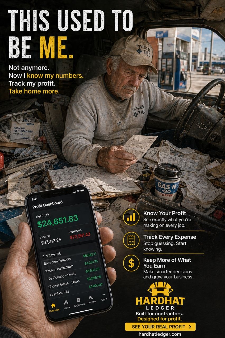 Hardhat Ledger Facebook ad: Hardhat Ledger | AI Bookkeeping Software for Contractors