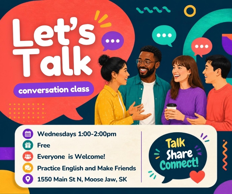 Let's Talk: English Conversation Circle Facebook ad: Speak Up & Connect in Moose Jaw