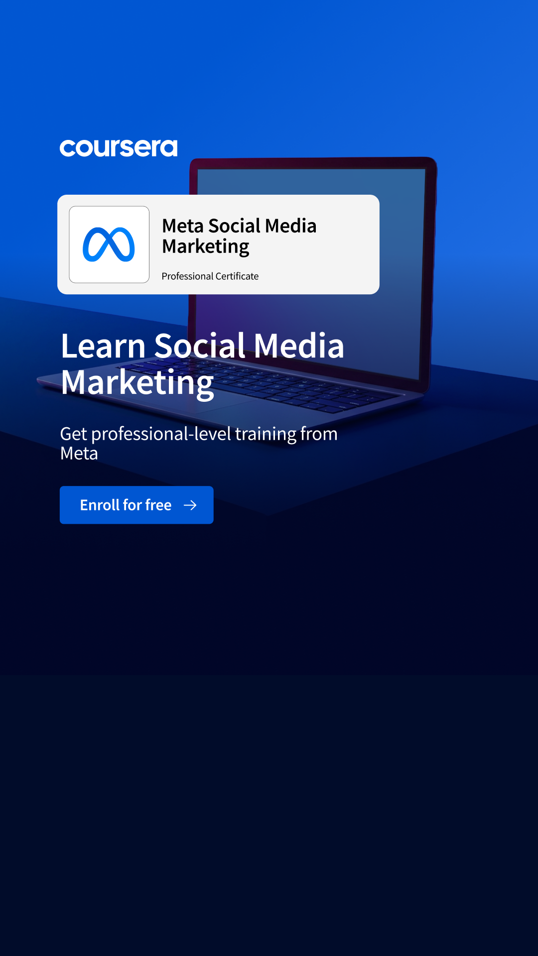 Coursera Facebook ad: Build Marketing Skills That Convert