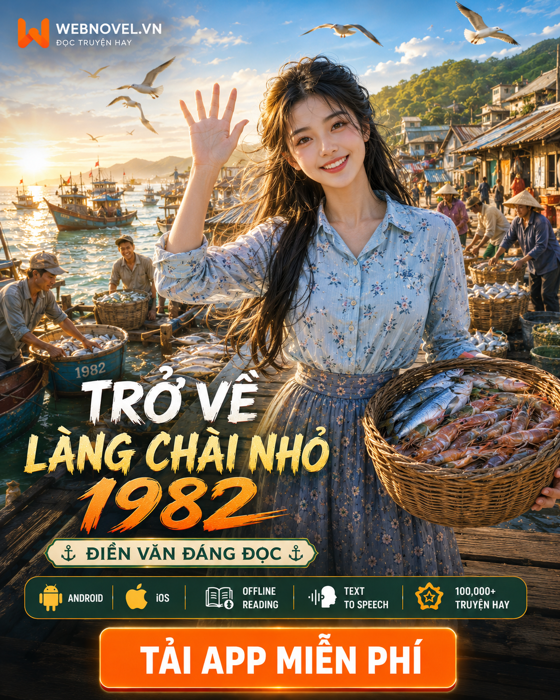 Webnovel.vn - Ngôn tình, Xuyên không Facebook ad: Trở Về Làng Chài Nhỏ 1982