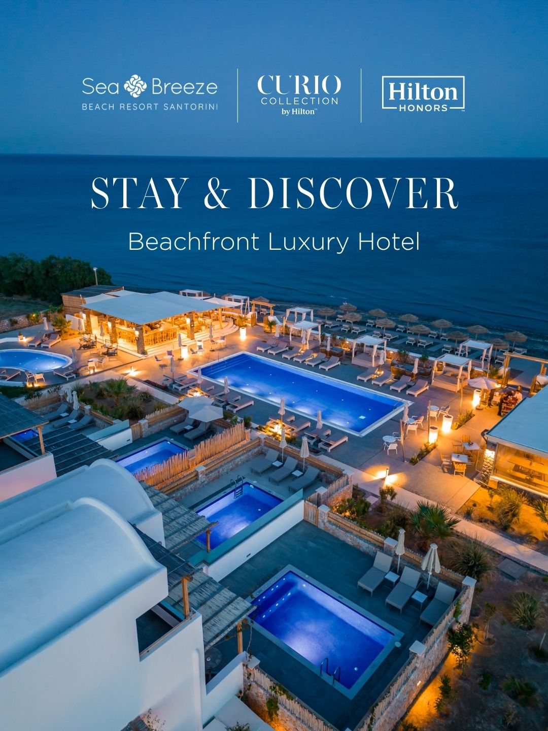 Sea Breeze Beach Resort Santorini Curio Collection by Hilton Facebook ad: Rooms & Suites with Private Pools