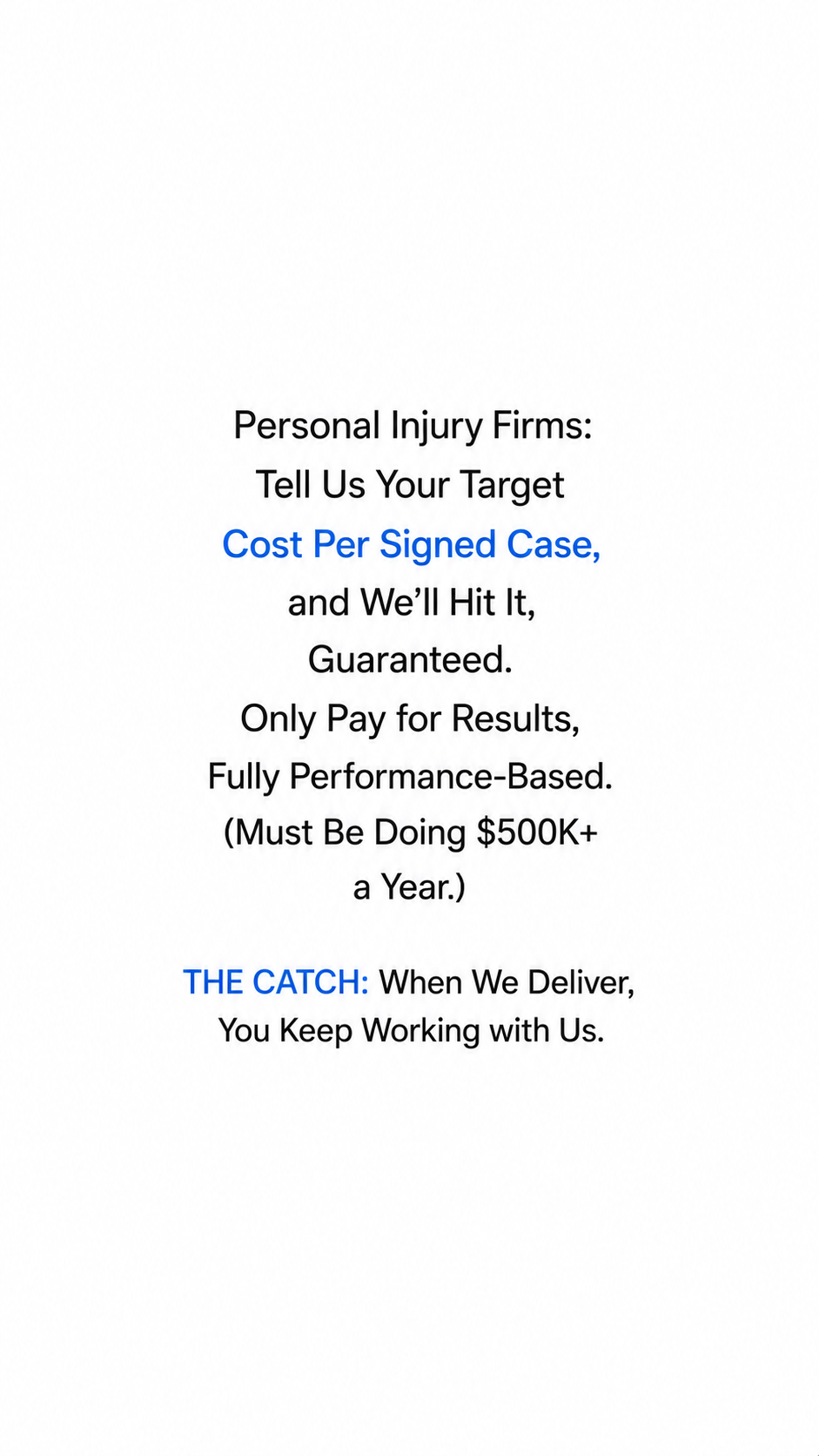 Closer Launch Facebook ad: Results-Based Partnership for Law Firms