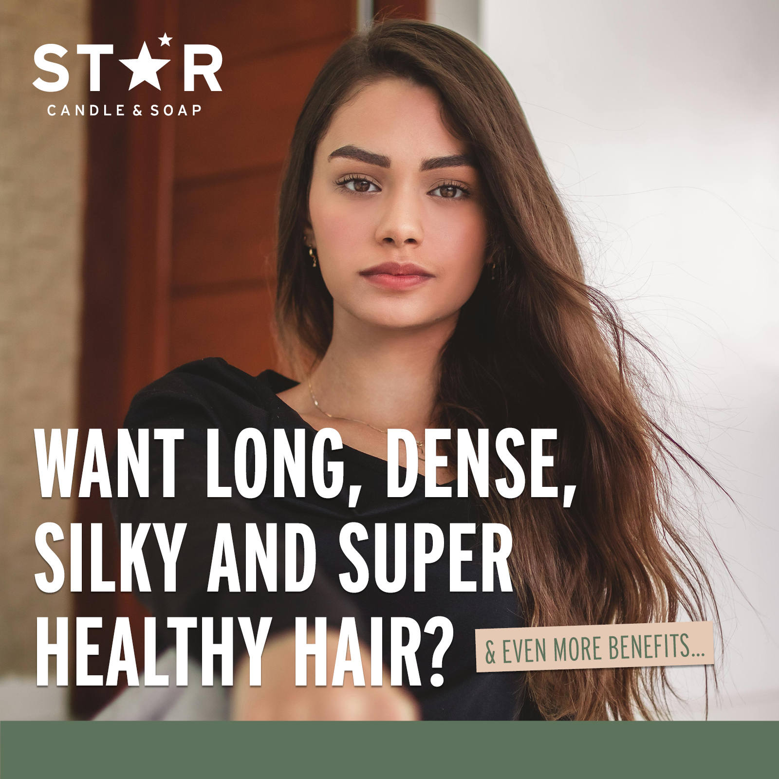 Star Candle And Soap Mauritius Facebook ad: Want long, dense, super silky and healthy hair?