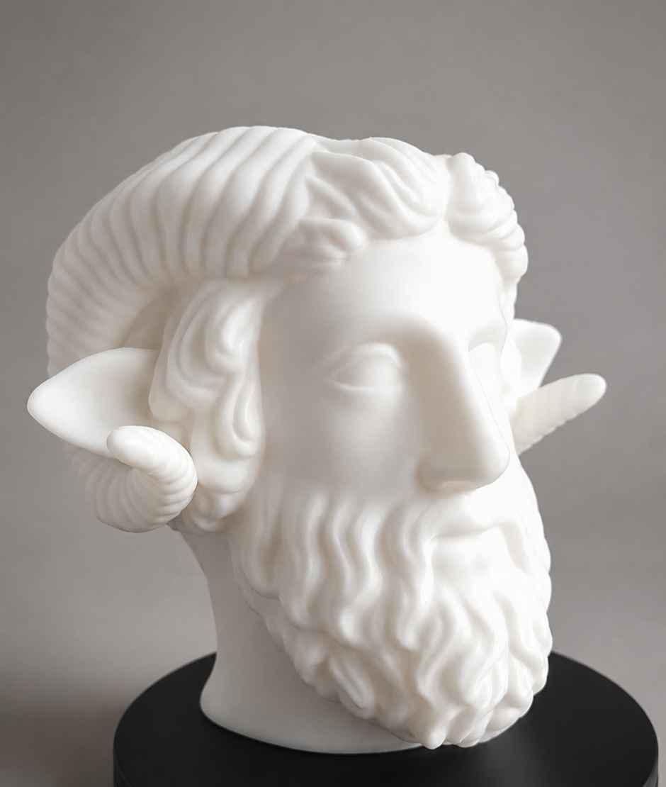 Steven Bode Facebook ad: Zeus-Ammon Greek God Bust, 6 White 3D Printed Classical…