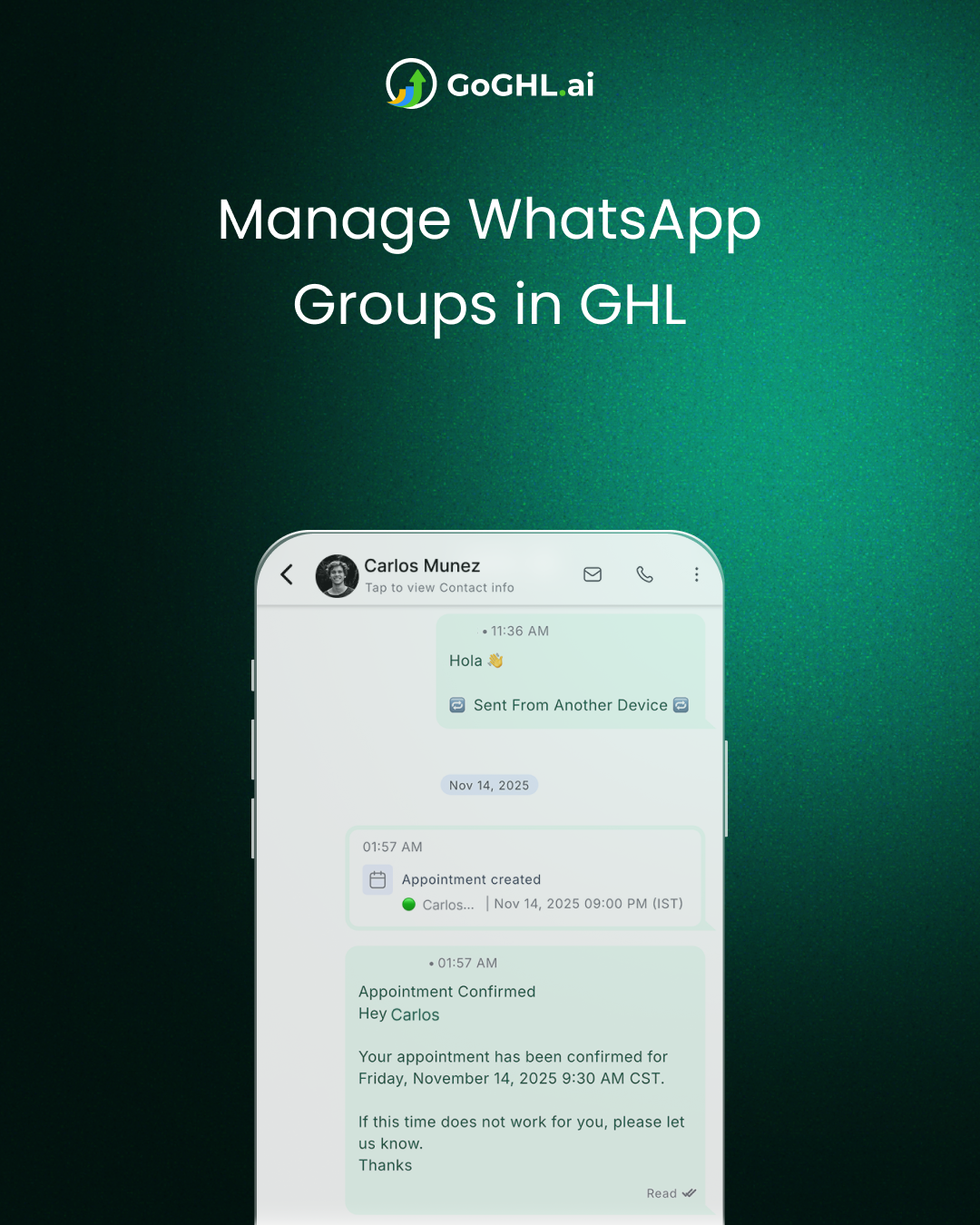 Goghl.ai Facebook ad: La app #1 de WhatsApp para GHL