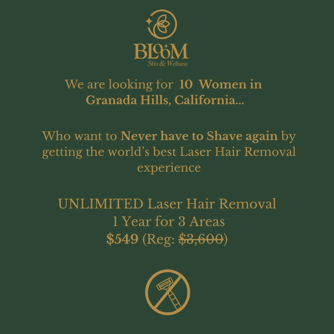 Bloom Skin and Wellness Facebook ad: Unlimited Laser Hair Removal, $549