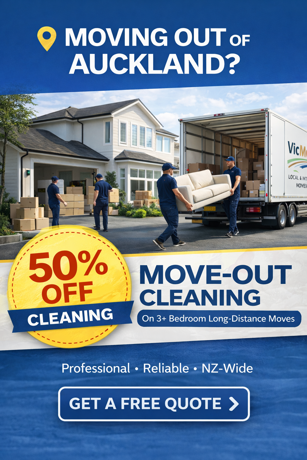 Vic Movers Facebook ad: Move Homes, 50% OFF On Cleaning