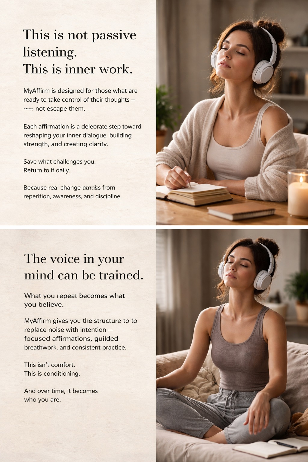 MyAffirm Facebook ad: This is not passive listening.