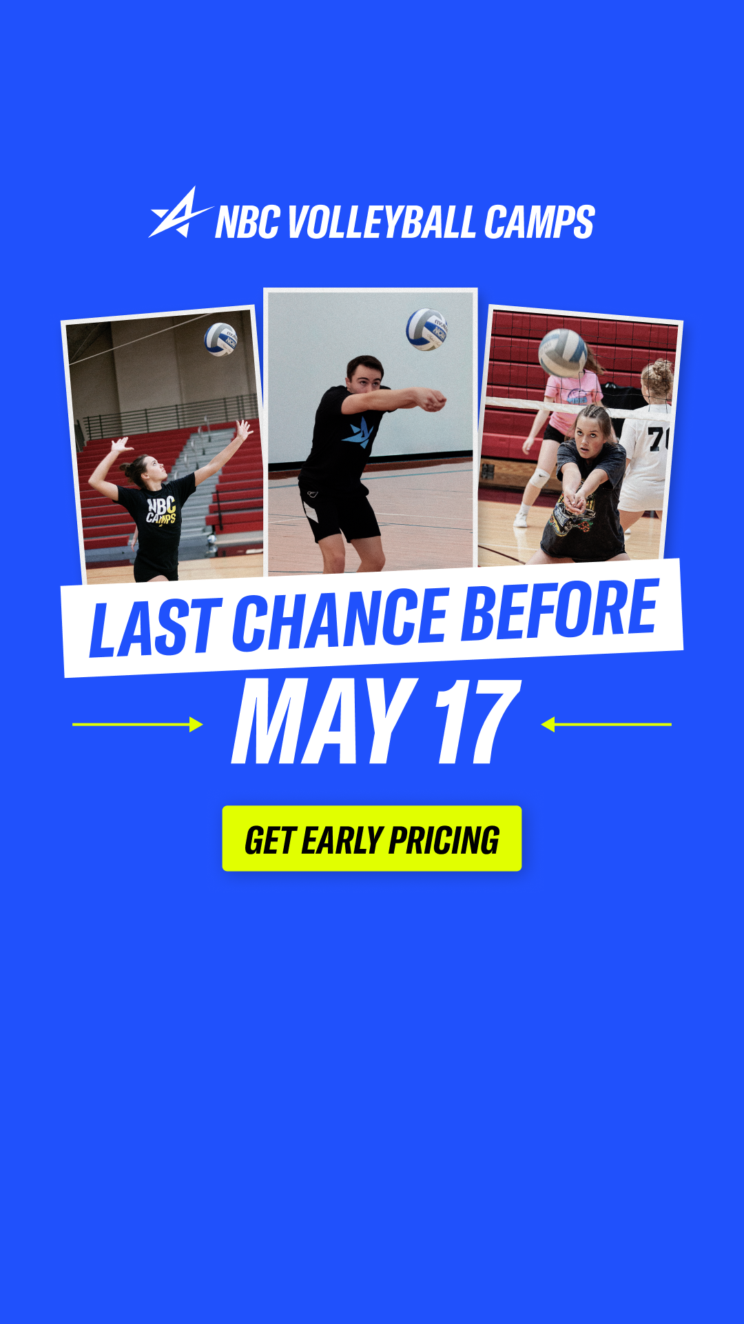 NBC Volleyball Camps! Facebook ad from May 12, 2026