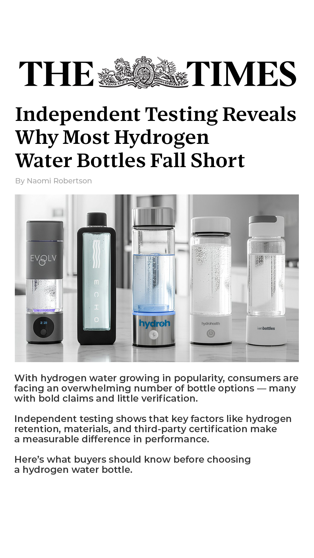 The Hydrogen Water Magazine Facebook ad