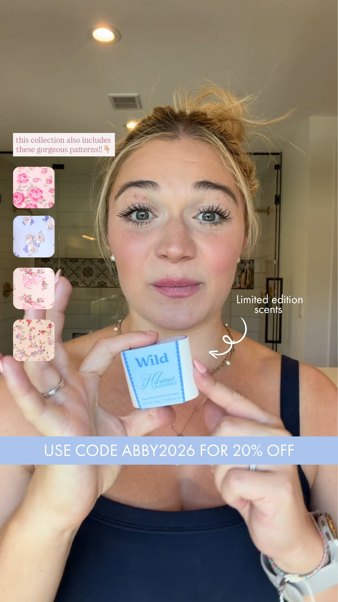 Wild Facebook ad: Get 20% off all Wild products with code ABBY2026